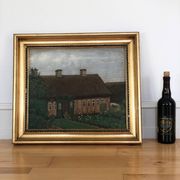 Original Vintage Oil Painting of a Cottage with Garden ( circa 1940)