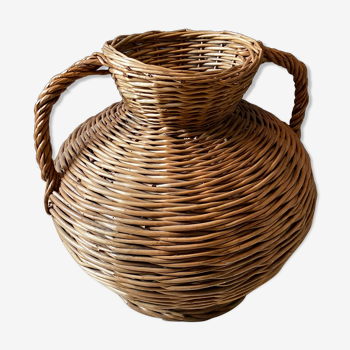 Large rattan basket vase