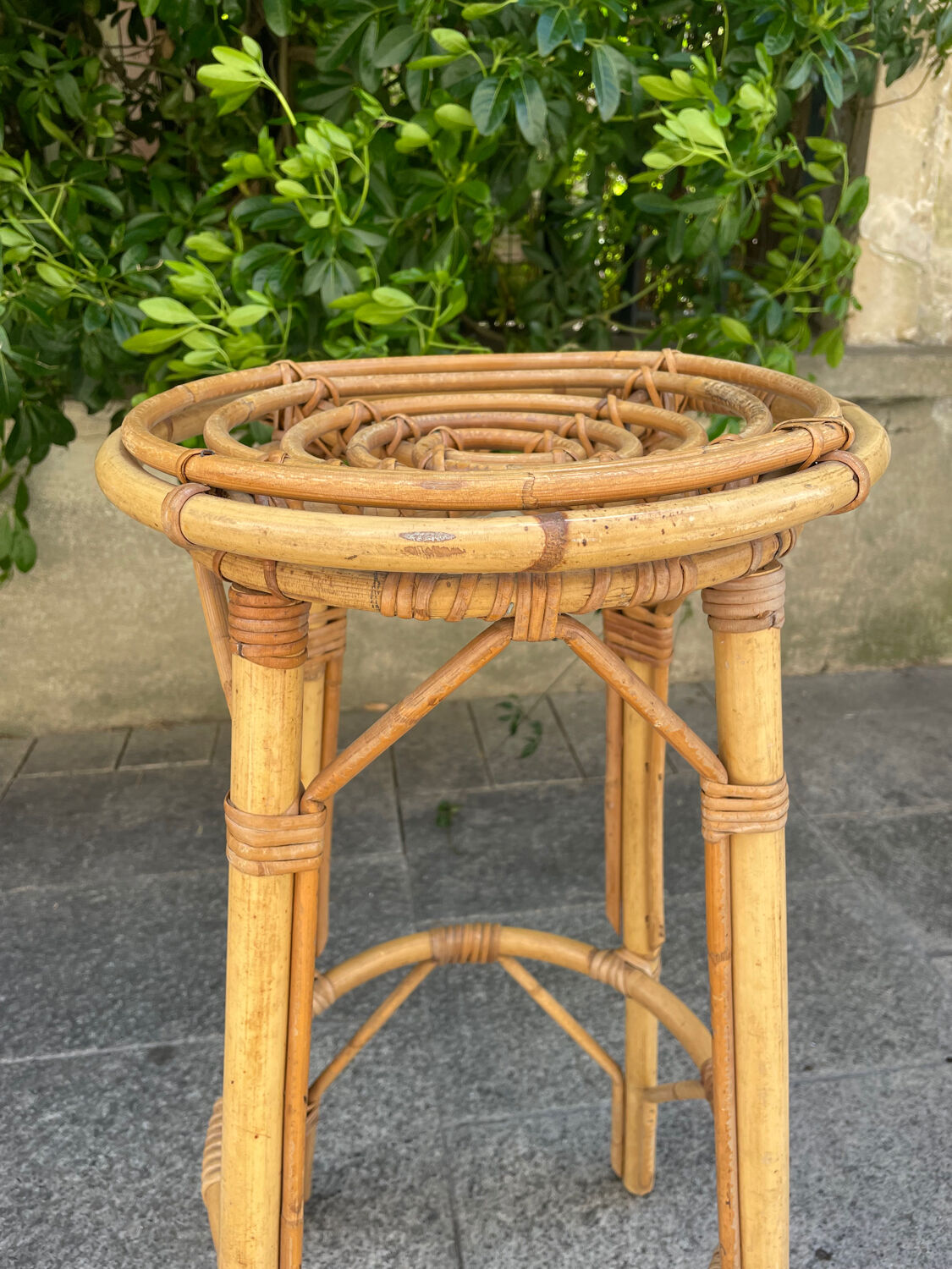 Pair of rattan stools