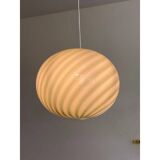 Suspension ovale contemporaine verte et blanche en verre de murano