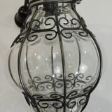 Vintage blown glass lantern suspension in Venetian style, evoking the