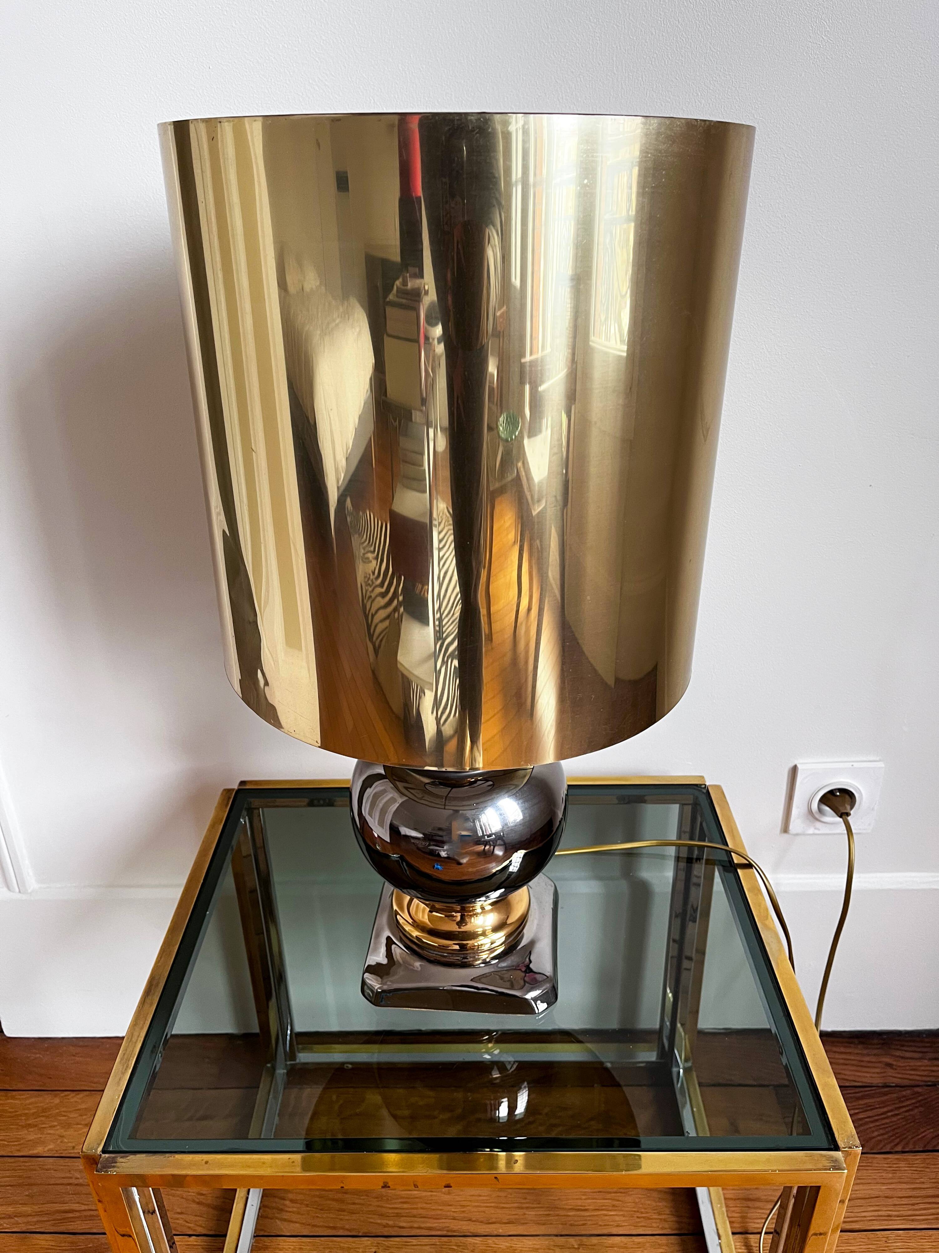 Table lamp in chrome and gold ceramic, 1970s