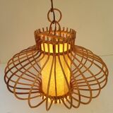 1950s rattan hanging lamp