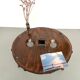 Brutalist Circular Coffee Table in Solid Wood – Brazilian Folk Art