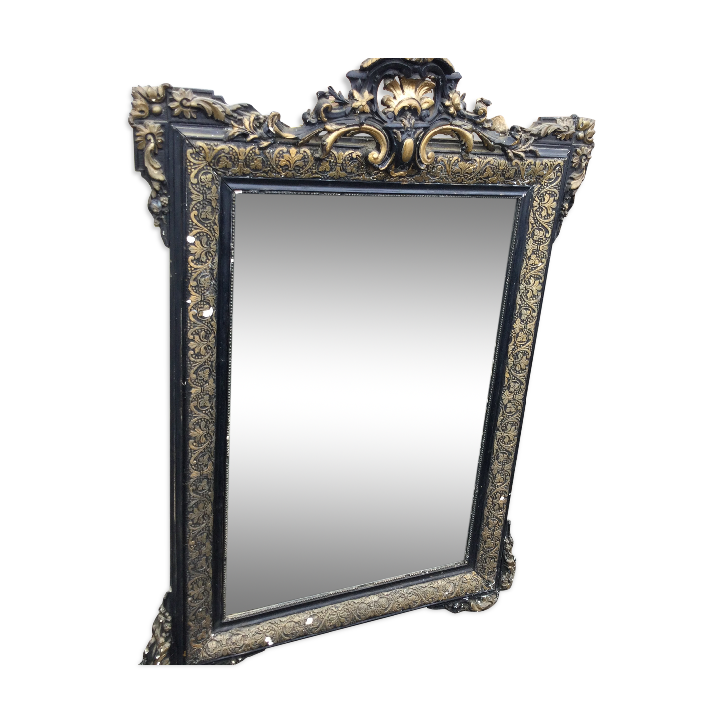 Black and gold mirror napoleon III style 70x105cm