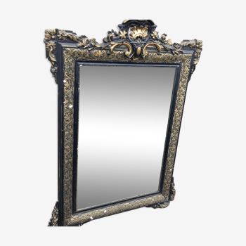 Black and gold mirror napoleon III style 70x105cm