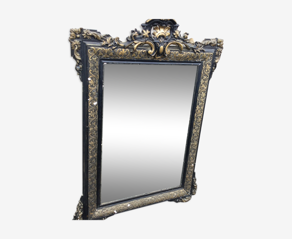 Miroir noir et doré style Napoleon III 70x105cm