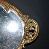 Antique mirror tray Centerpiece mainly in bronze and mercury glass