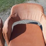 Pair of vintage armchairs of the 70s chrome and salmon fabrics
