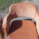 Pair of vintage armchairs of the 70s chrome and salmon fabrics