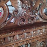 Gothic church chest bench in carved oak