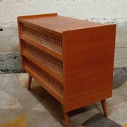Wooden and rattan chest of drawers from the 50s/60s