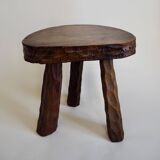 Pair of wooden tripod stools