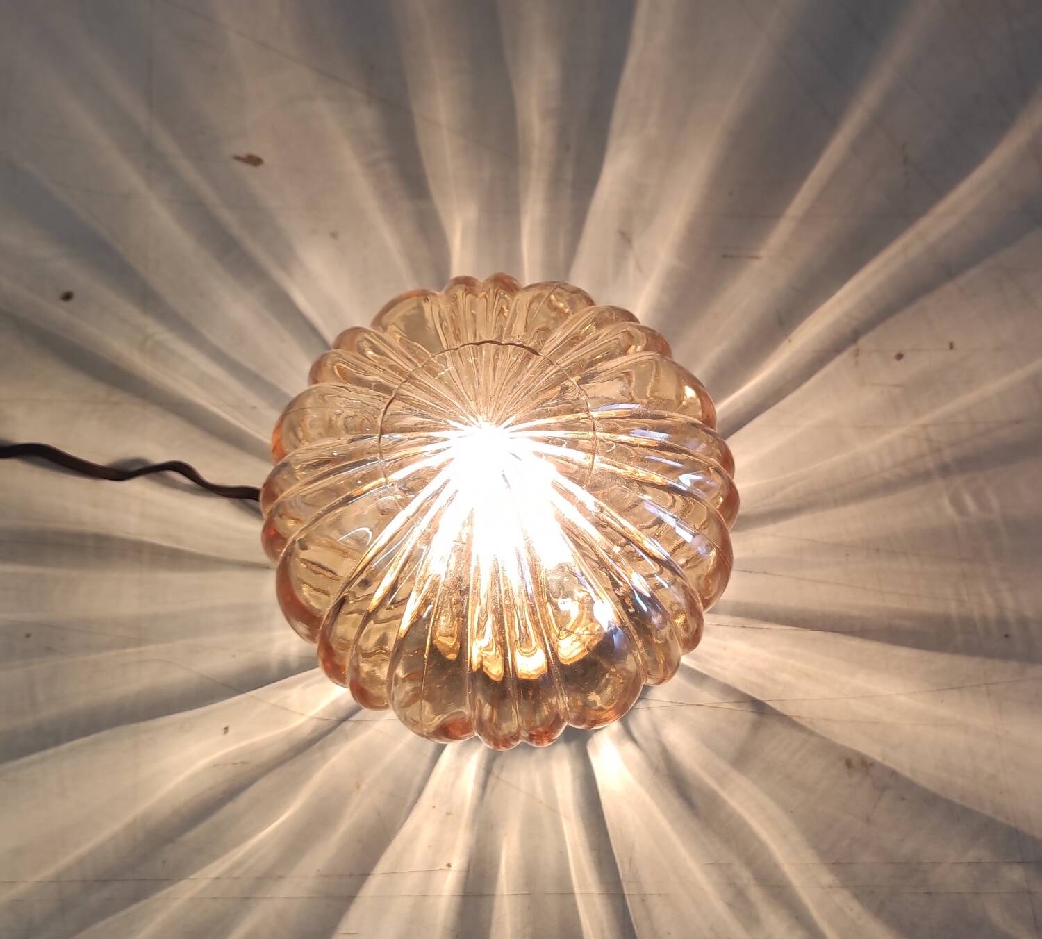 Table lamp with amber glass globe - mid 20th century
