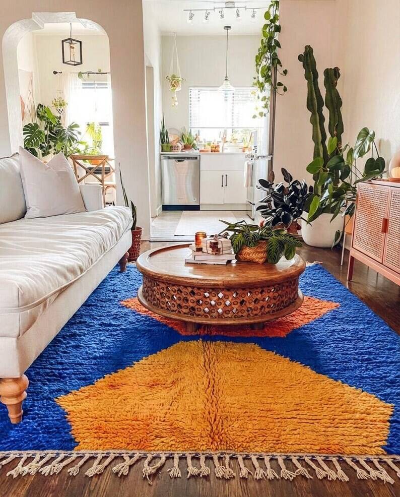Tapis marocain écru à motifs géométriques 200cmx300cm