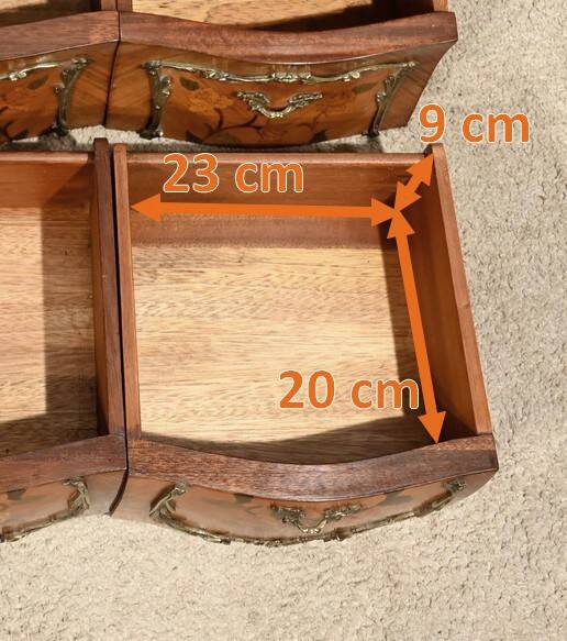 Pair of Bedside Tables in Rosewood and Marquetry, Louis XV style – Mid 20th century