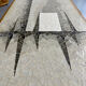 Vintage coffee table with mosaic top, 1960s modernist graphic design.