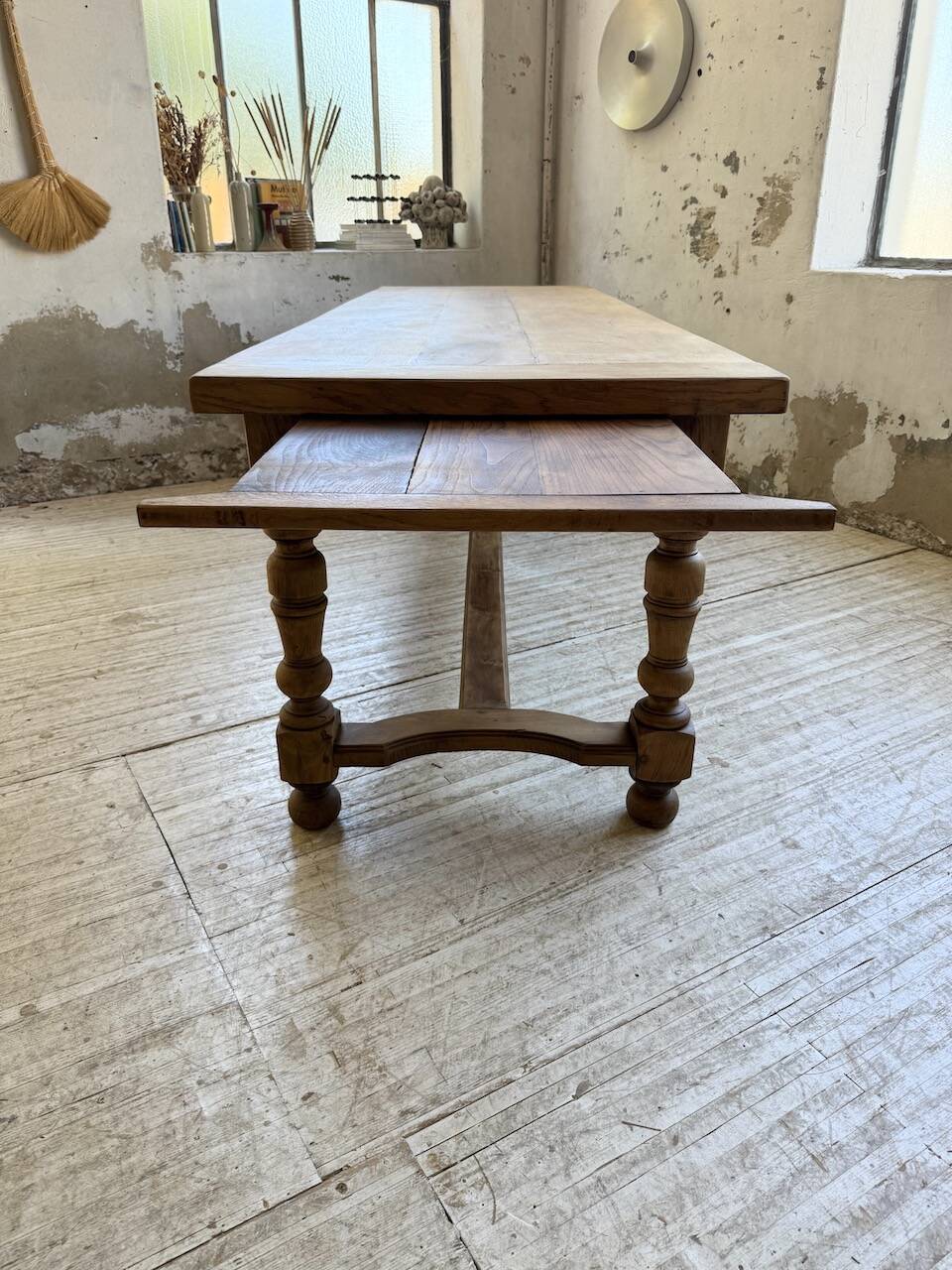 Solid oak drapery farmhouse table 2m5 XL