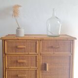 Vintage rattan chest of drawers