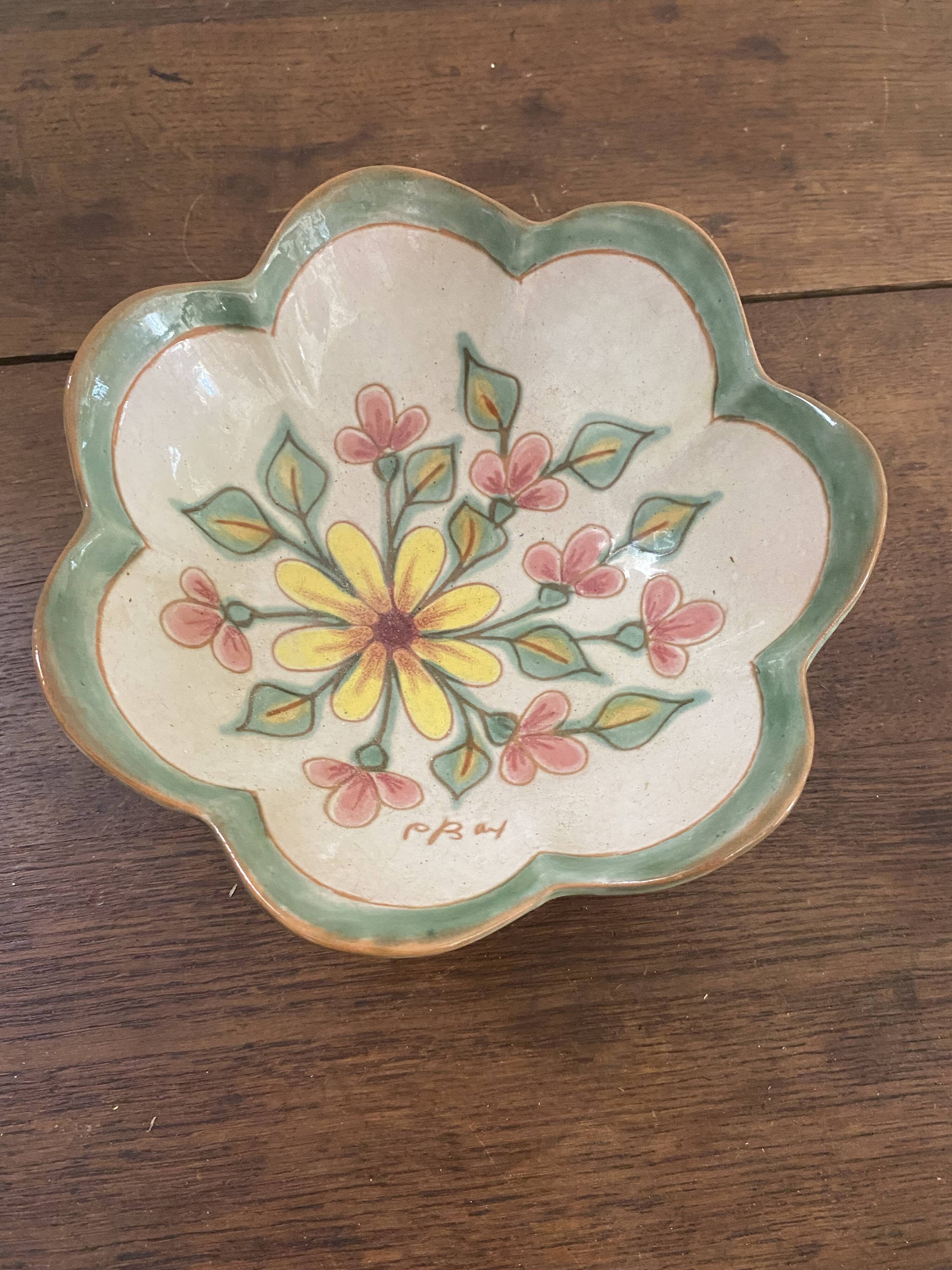 Enamelled dish signed Paul Bay.