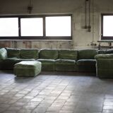 8-piece modular sofa in green velvet, Germany, 1970s