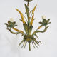 Masca's wheat ear chandelier in aged green and gold metal, 3 fires, year 70/80