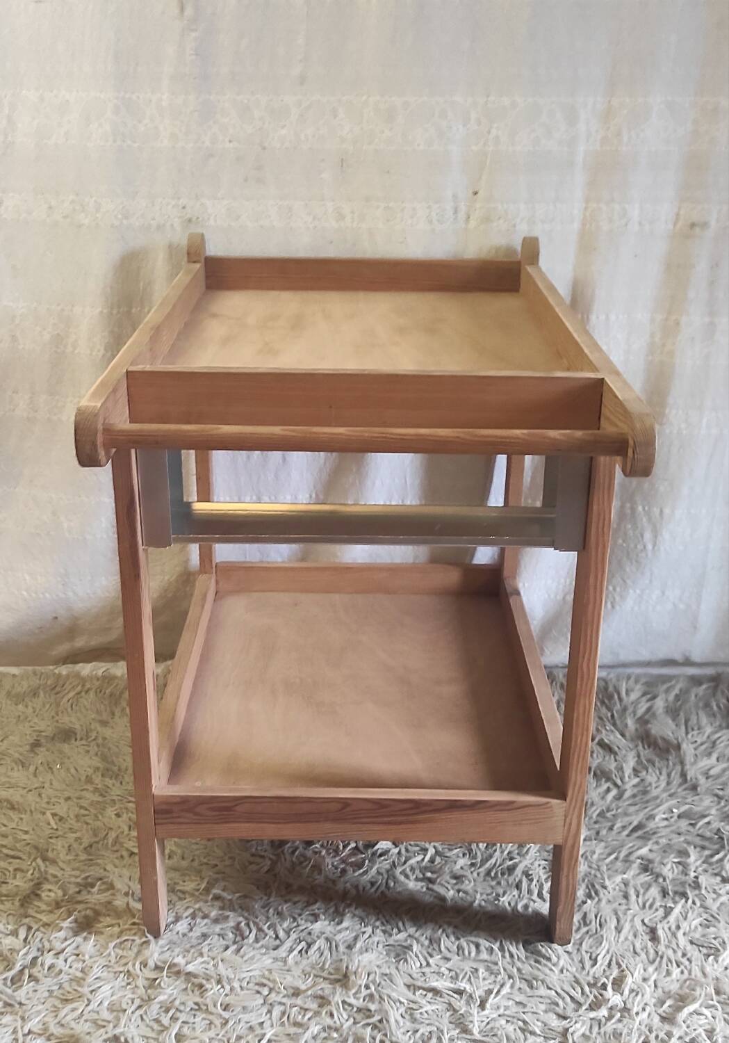 Solid wood serving trolley (Pine) - mid 20th century