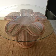 Table fleur en bambou et rotin attr. à Vivai Del Sud