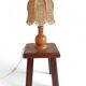 Mid-Century Bohemian Table Lamp, Pine Wood & Raffia, Italy, 1970s