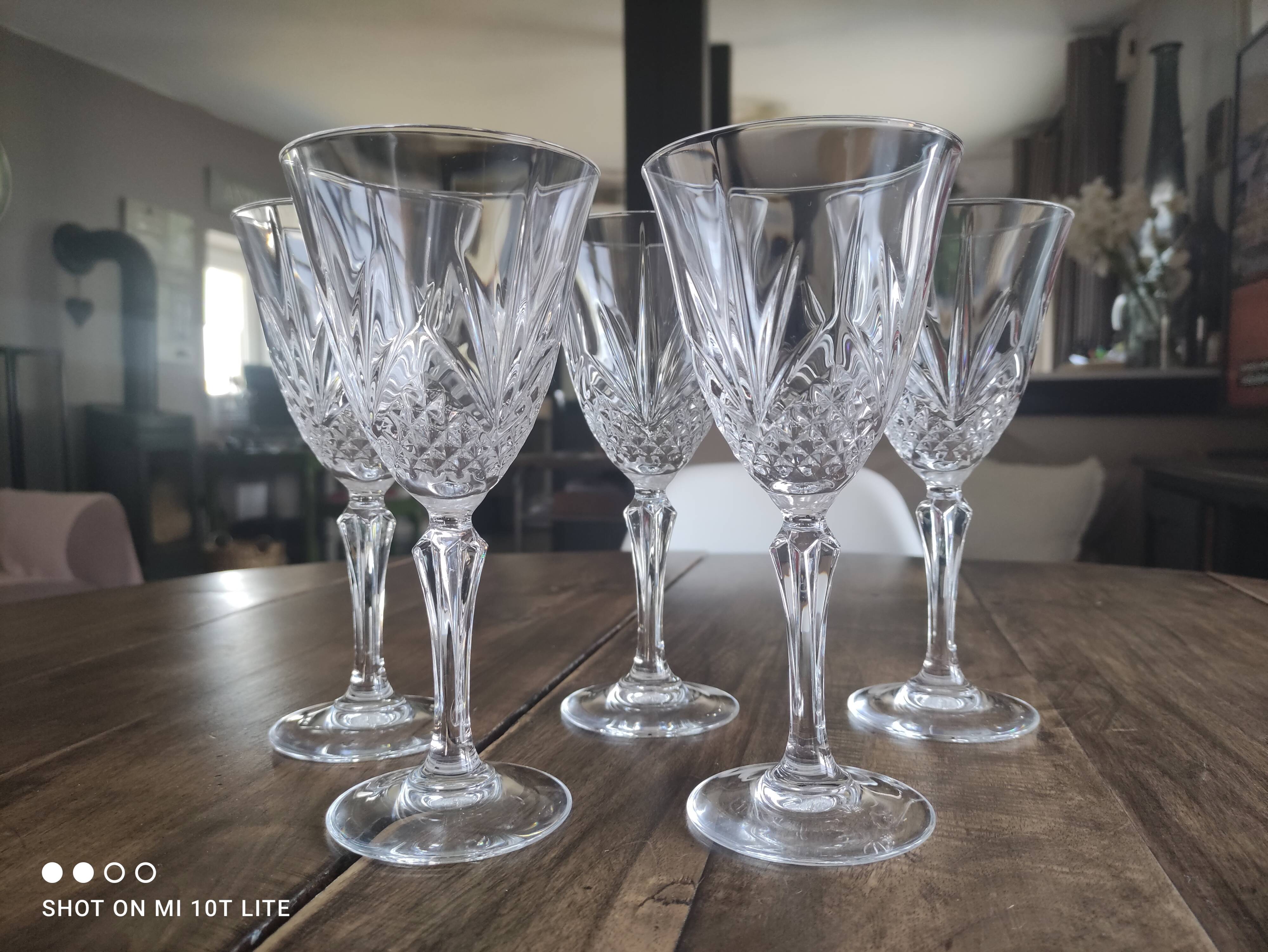 Set of 5 glasses of red wine or chiseled crystal water