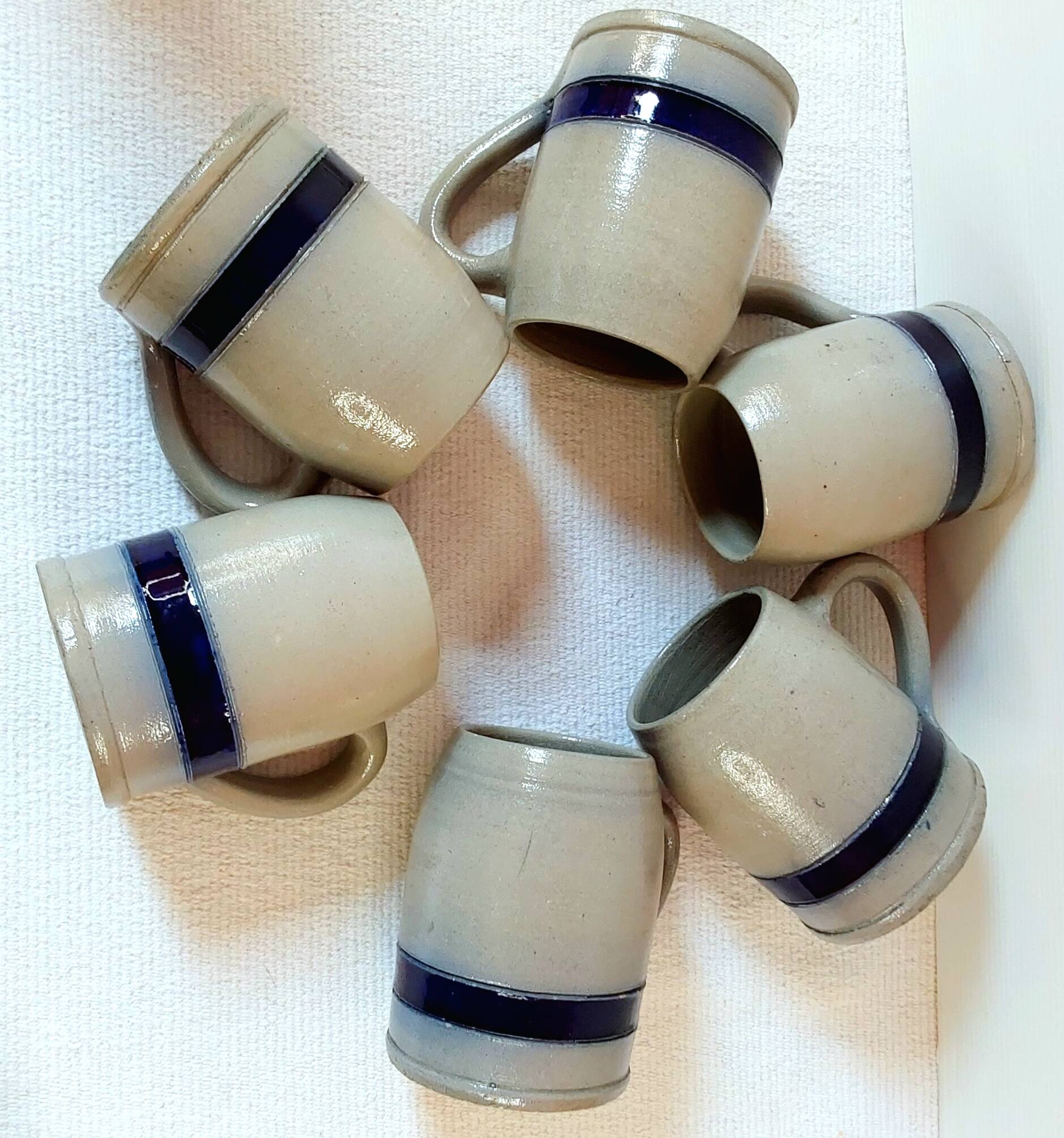 Six real sandstone mugs