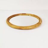 Wall-mounted, round bamboo mirror, Germany, 1970s.