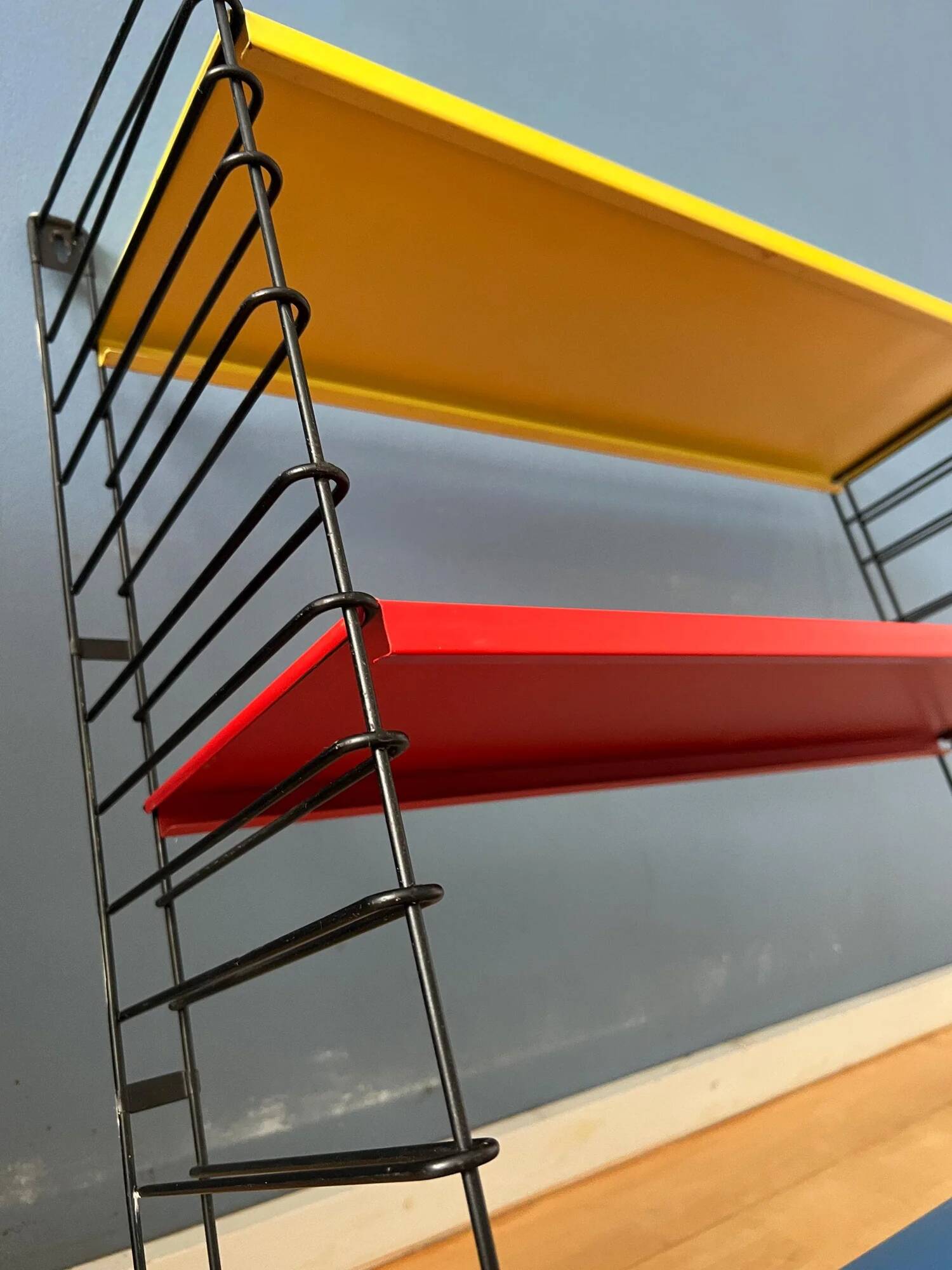 Vintage yellow, red and blue Tomado wall system - shelves - rack - unit