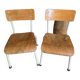 Pair of children's school chairs in wood and metal