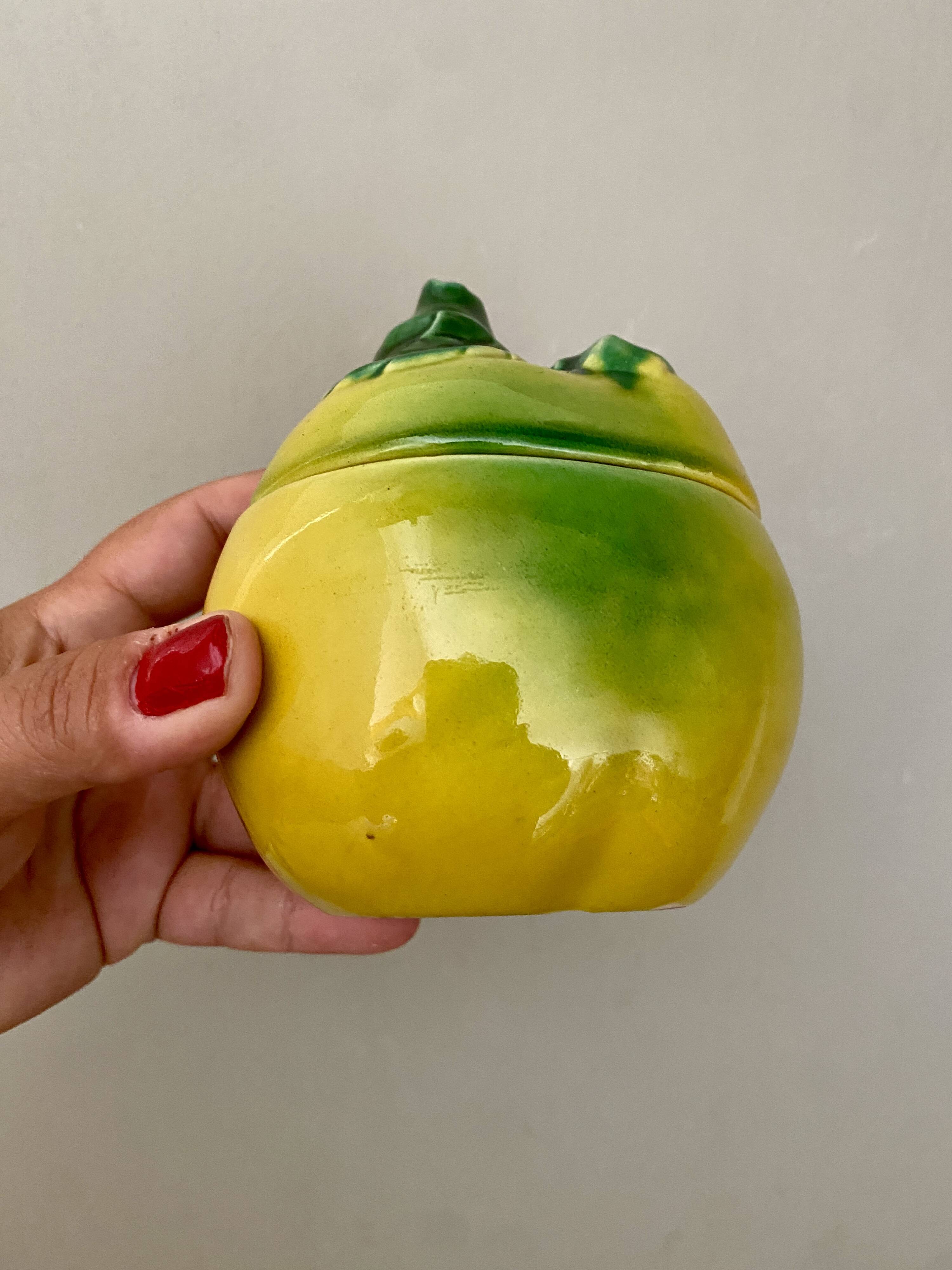 Mustard pot or jam pot in apple slip