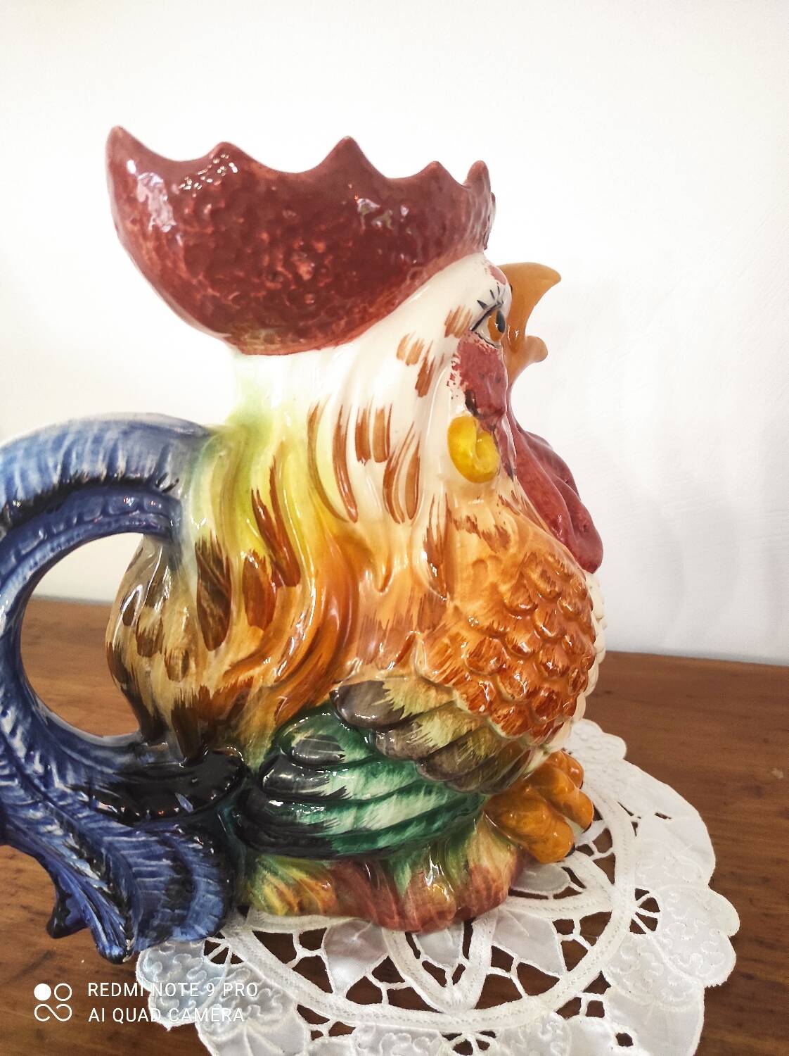 Barbotine Rooster pitcher carafe