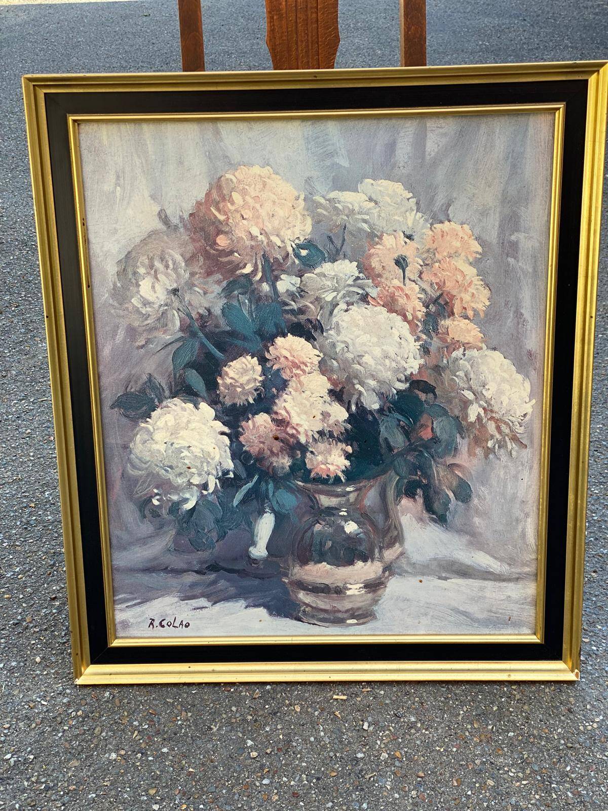 Painting oil on canvas Rudolph Colao still life 58x68
