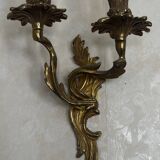 3 wall sconces - Louis XV / Rocaille style in gold