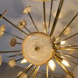 Brass and agate stone sputnik chandelier 1980s
