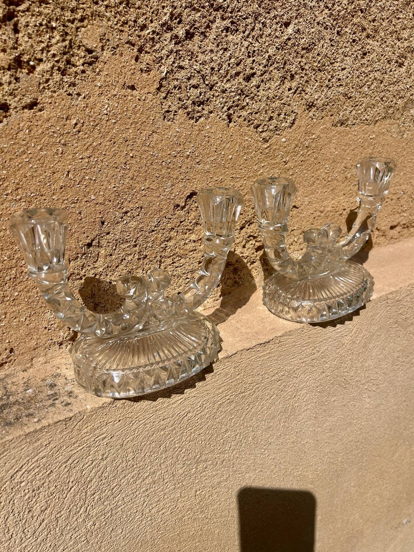 Pair of cut glass candlesticks