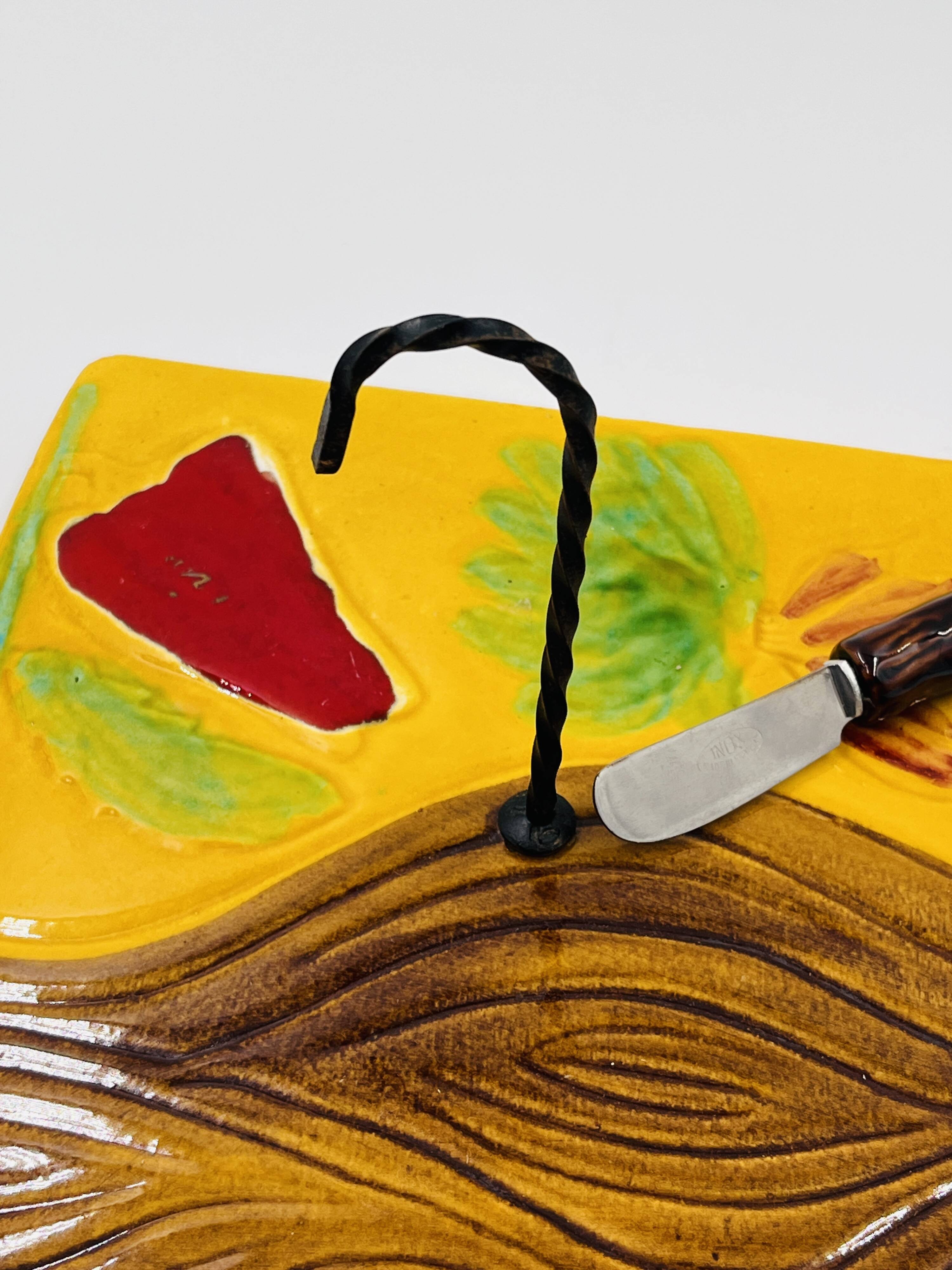 Square cheese board with knife Vallauris