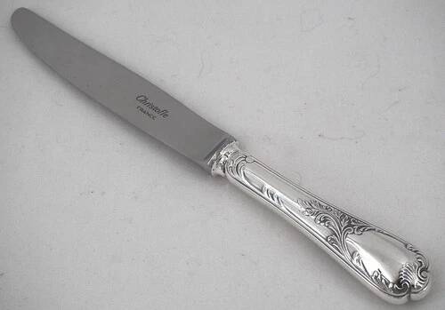 Christofle Marly, 8 dessert knives, for dessert and cheese, silver-plated metal, 19.5cm.