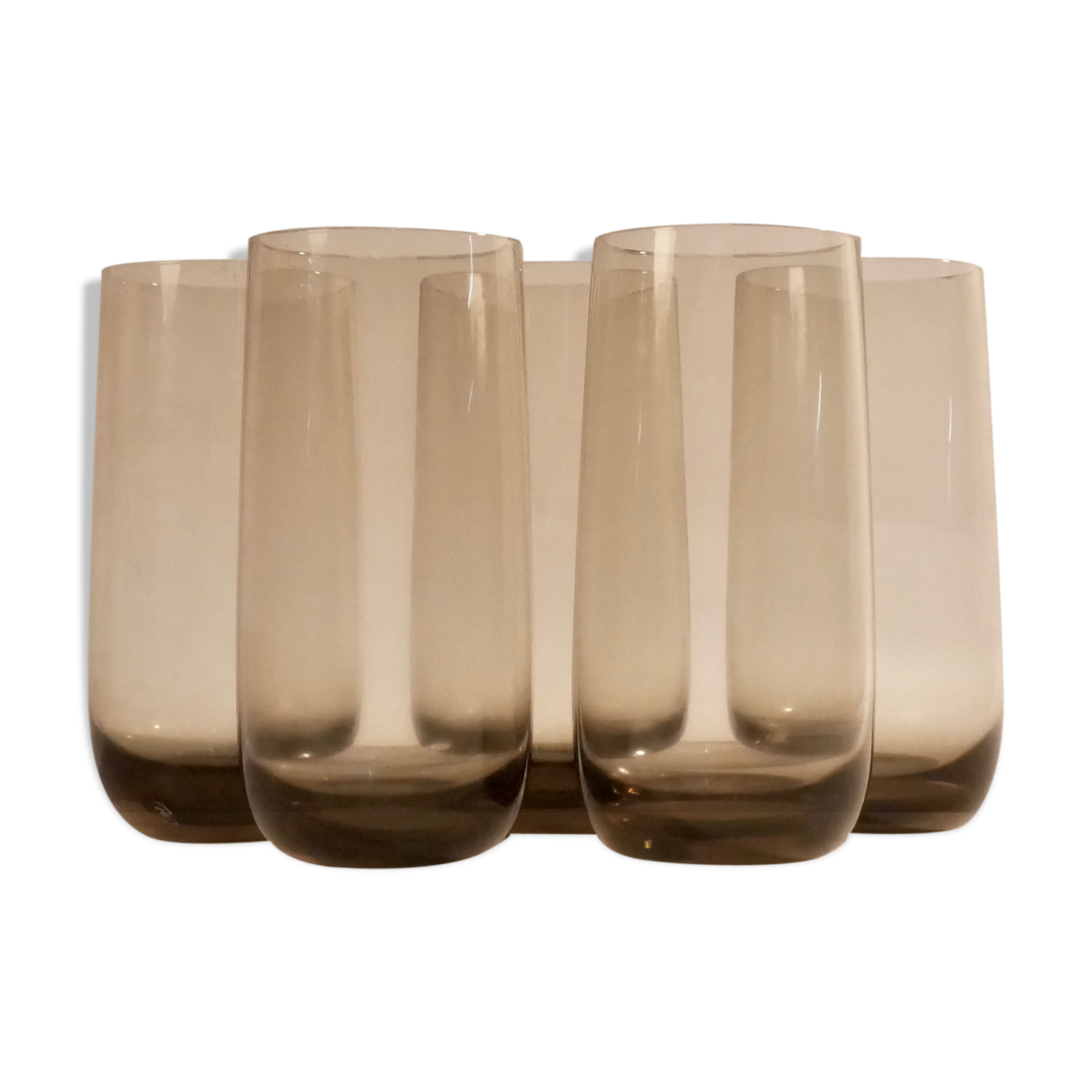 lot 5 vintage brown orangeade glasses 1970 Scandinavian style