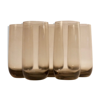 lot 5 vintage brown orangeade glasses 1970 Scandinavian style