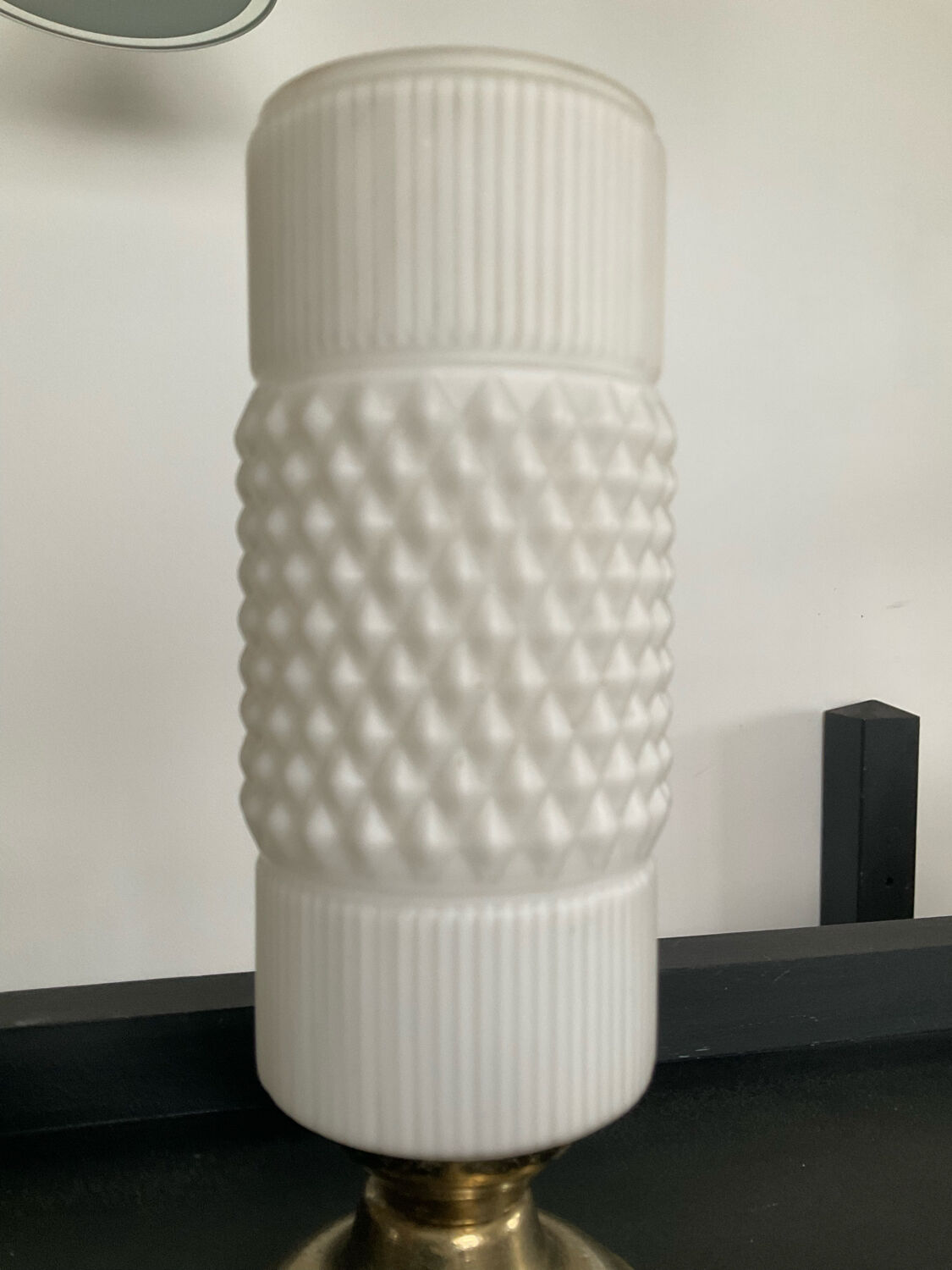 Vintage lamp in opaline and metal from the 50s