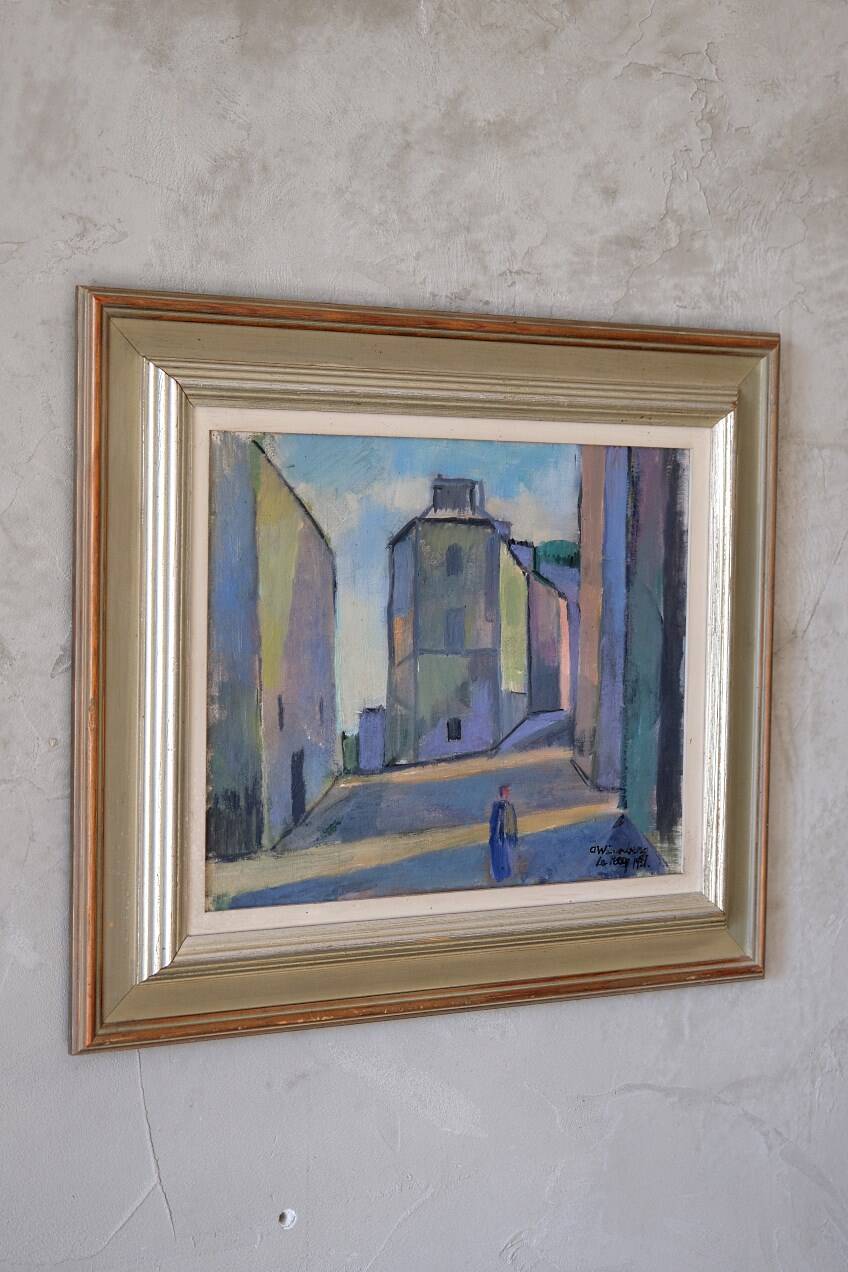 Oil on canvas cityscape 1951