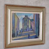 Huile sur toile paysage urbain 1951