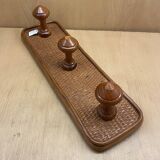 Triple coat rack in brown rattan