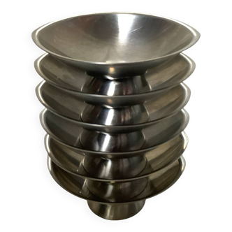Set of 6 Guy Degrenne stainless steel ice cream cups - Made in France