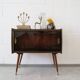 50s dresser, small sideboard wood brass